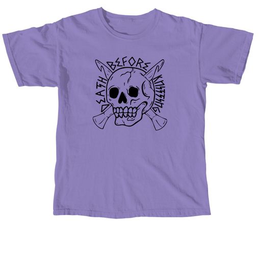 Death Before Knitting ☠  Violet Comfort Colors Tee