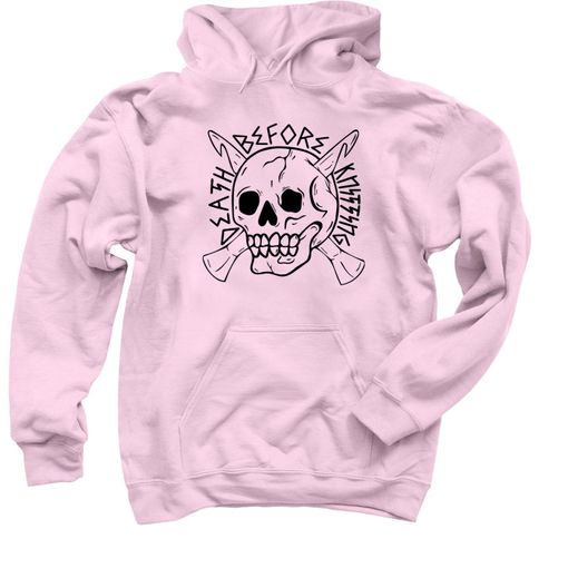 Death Before Knitting ☠  Light Pink Hoodie
