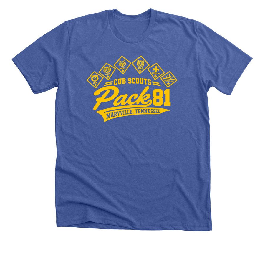 Pack 81 Varsity, a Solid True Royal Premium Unisex Tee