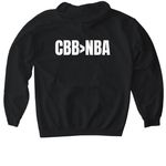 CBB>NBA White Logo, a Black Gildan Softstyle Pullover Hoodie (back-view)