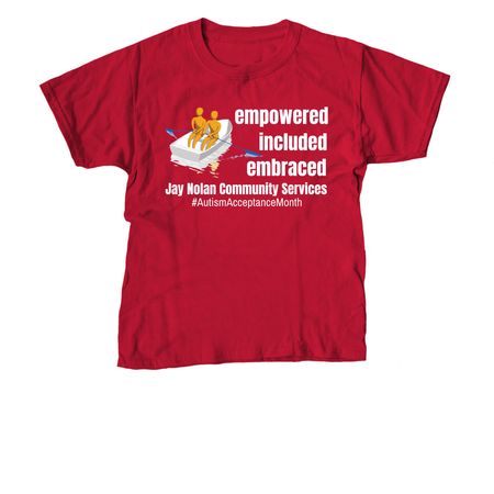 Autism Acceptance Month Tee, a Red Youth Unisex Tee