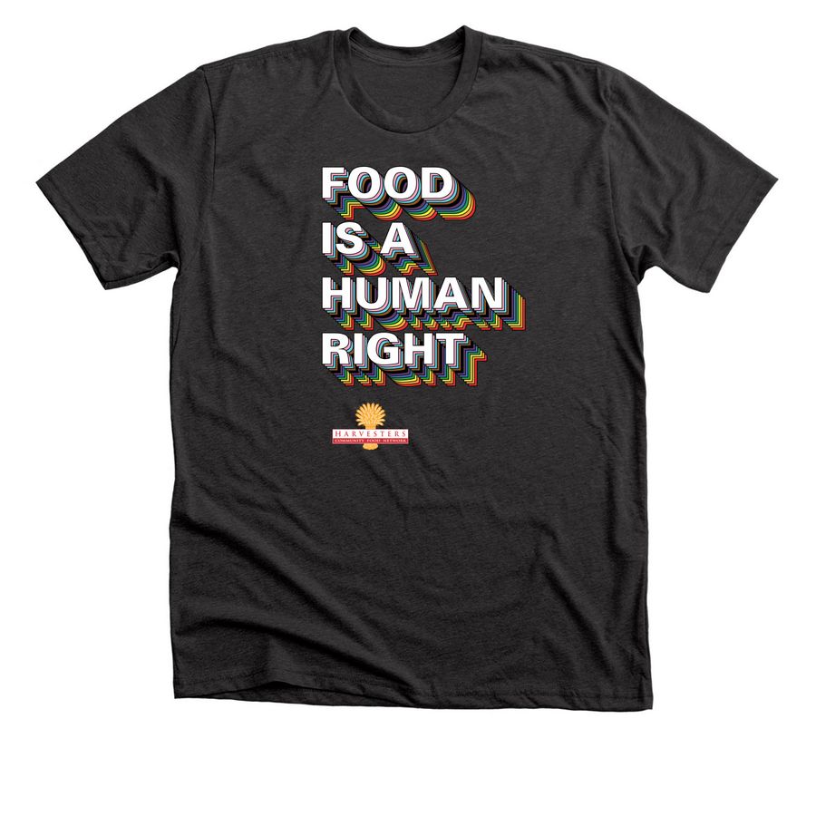 Pride Month: Food is a Human Right, a Dark Grey Heather Premium Unisex Tee