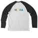 NOVA52: Advocacy Is A Team Sport, a Space Black/ Bright White Allmade Eco Triblend Colorblock Raglan Long Sleeve Tee (back-view)