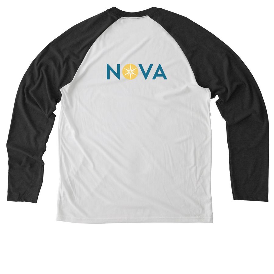 NOVA52: Advocacy Is A Team Sport, a Space Black/ Bright White Allmade Eco Triblend Colorblock Raglan Long Sleeve Tee (back-view)