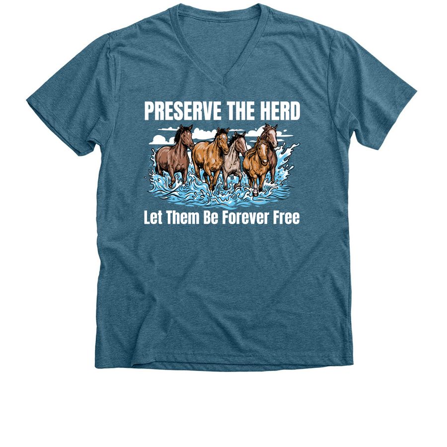 Preserve The Herd, a Heather Deep Teal Premium V-Neck Tee