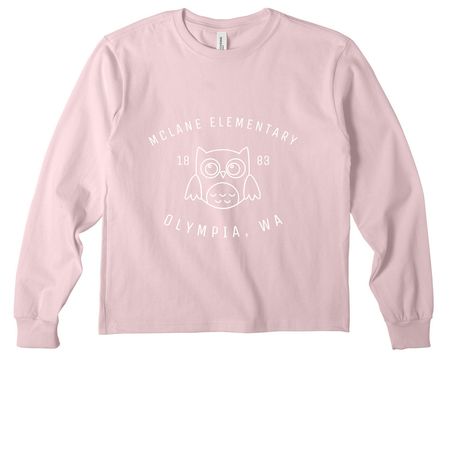 Youth Tees-White Owl, a Soft Pink Youth Heavyweight Long Sleeve Tee
