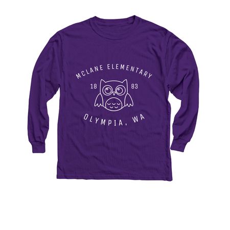 Youth Tees-White Owl, a Purple Youth Long Sleeve Tee