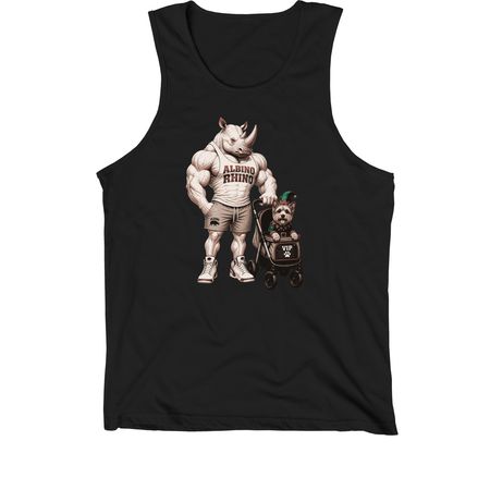 Albino Rhino, a Black Premium Cotton Tank