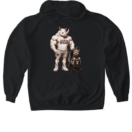 Albino Rhino, a Black Gildan Softstyle Pullover Hoodie