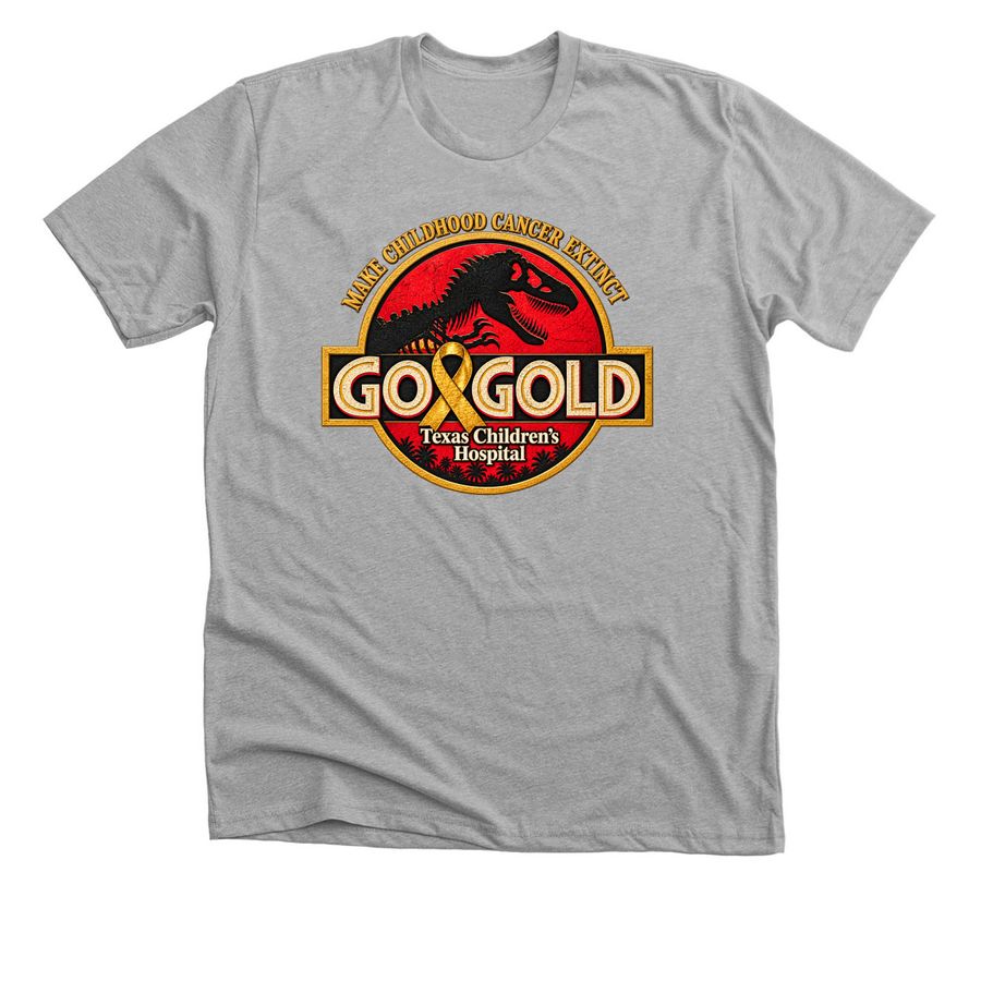 Go Gold Dinosaur Design, a Athletic Heather Premium Unisex Tee