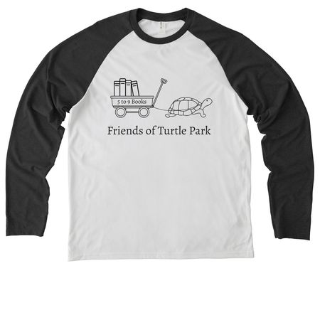 Friends of Turtle Park, a Space Black/ Bright White Allmade Eco Triblend Colorblock Raglan Long Sleeve Tee