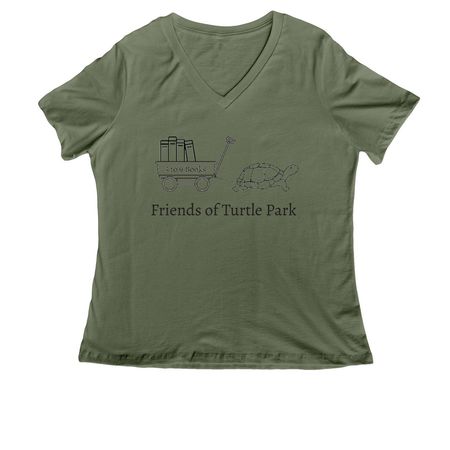 Friends of Turtle Park, a Military Green Women's Relaxed V-Neck Tee