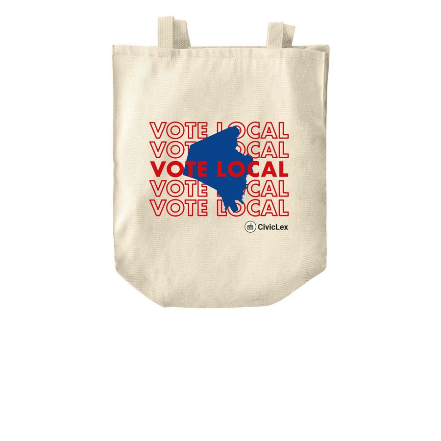 Vote Local Tote, a Natural Over-the-Shoulder Shopping Tote Bag