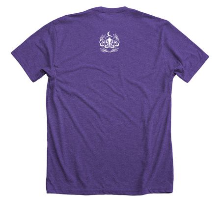 A Discovery of Yoga:&nbsp; WITCH, a Heather Team Purple Premium Unisex Tee (back-view)