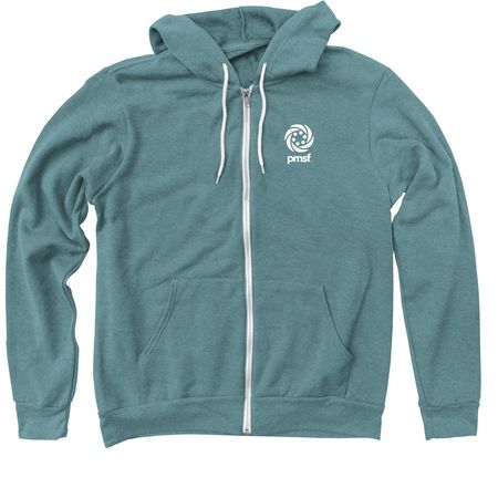 PMSF Simple Shirts, a Heather Deep Teal Zip Up Hoodie