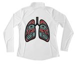 Active Wear Lungs on Back-nonspecific, a White Women's Performance Quarter Zip Pullover (back-view)