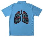 Active Wear Lungs on Back-nonspecific, a Carolina Blue Unisex Performance Polo (back-view)