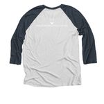 Bantam (Pilot), a Indigo and Heather White 3/4 Sleeve Baseball Tee (back-view)