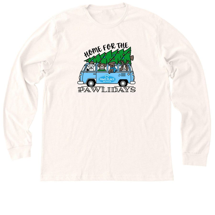 Home For The Pawlidays, a Heather Natural Premium Long Sleeve Tee