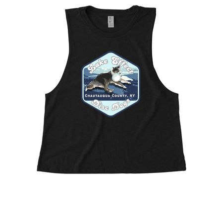 Lake Effect Disc Dogs, a Deep Black Allmade Eco Triblend Women?s Muscle Tank