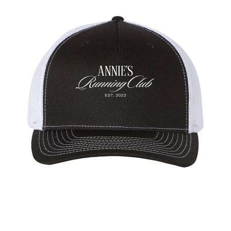 Club Hats, a Black/ White Printed Five-Panel Trucker Cap