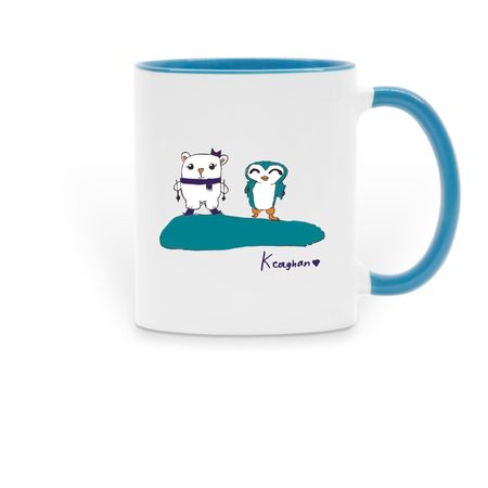 ?ice skaters? coffee cup, a Light Blue Two-Tone Ceramic Mug