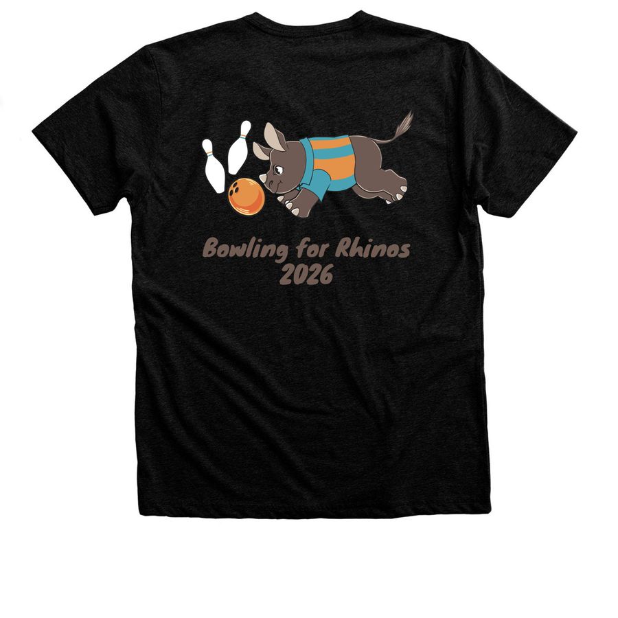 Lincoln Park AAZK Bowling for Rhinos 2026 #1, a Black Heather Premium Unisex Tee (back-view)