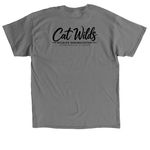 Stay Weird for Wildlife, a Charcoal Classic Unisex Tee (back-view)