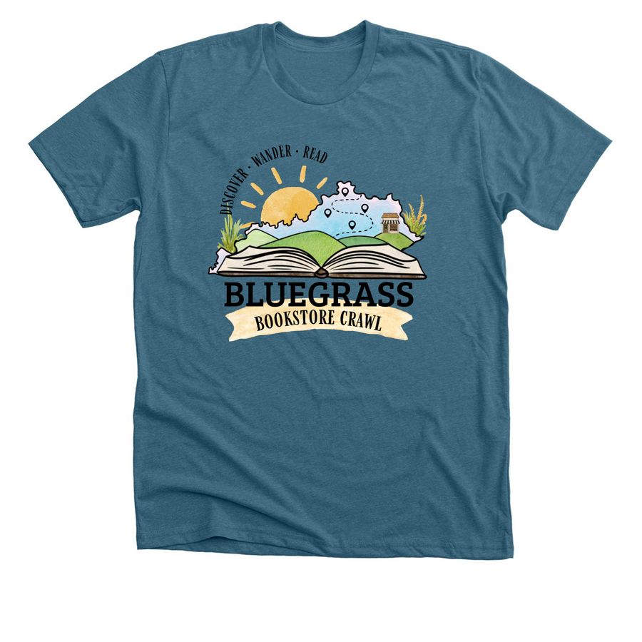 Bluegrass Bookstore Crawl, a Heather Deep Teal Premium Unisex Tee