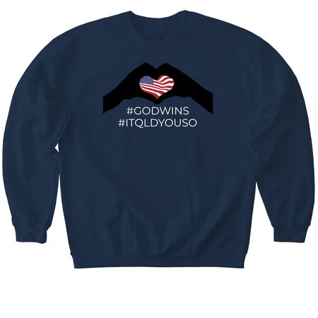 GOD WINS!&nbsp; I TQLD YOU SO!, a Navy Softstyle Crewneck Sweatshirt
