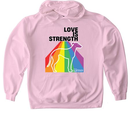 Love Is Strength, a Light Pink Gildan Softstyle Pullover Hoodie