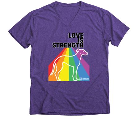 Love Is Strength, a Purple Rush Premium V-Neck Tee