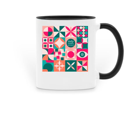 Quilt blocks, a Black Two-Tone Ceramic Mug