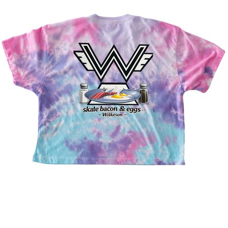 Front Pocket & Back Design -Women's, a Cotton Candy Women's Tie Dye Cropped Tee (back-view)
