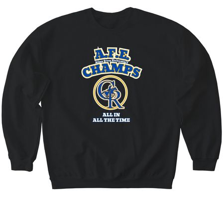 CR AFE CHAMPS, a Black Softstyle Crewneck Sweatshirt