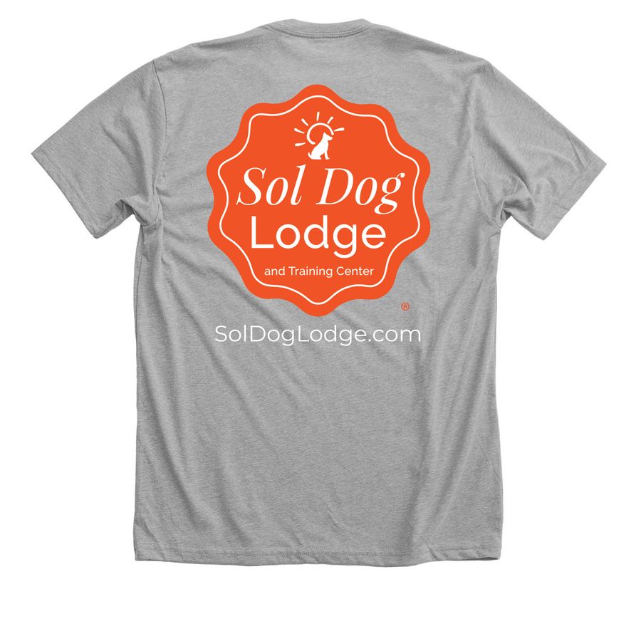 Keeping dogs in their home, a Athletic Heather Premium Unisex Tee (back-view)