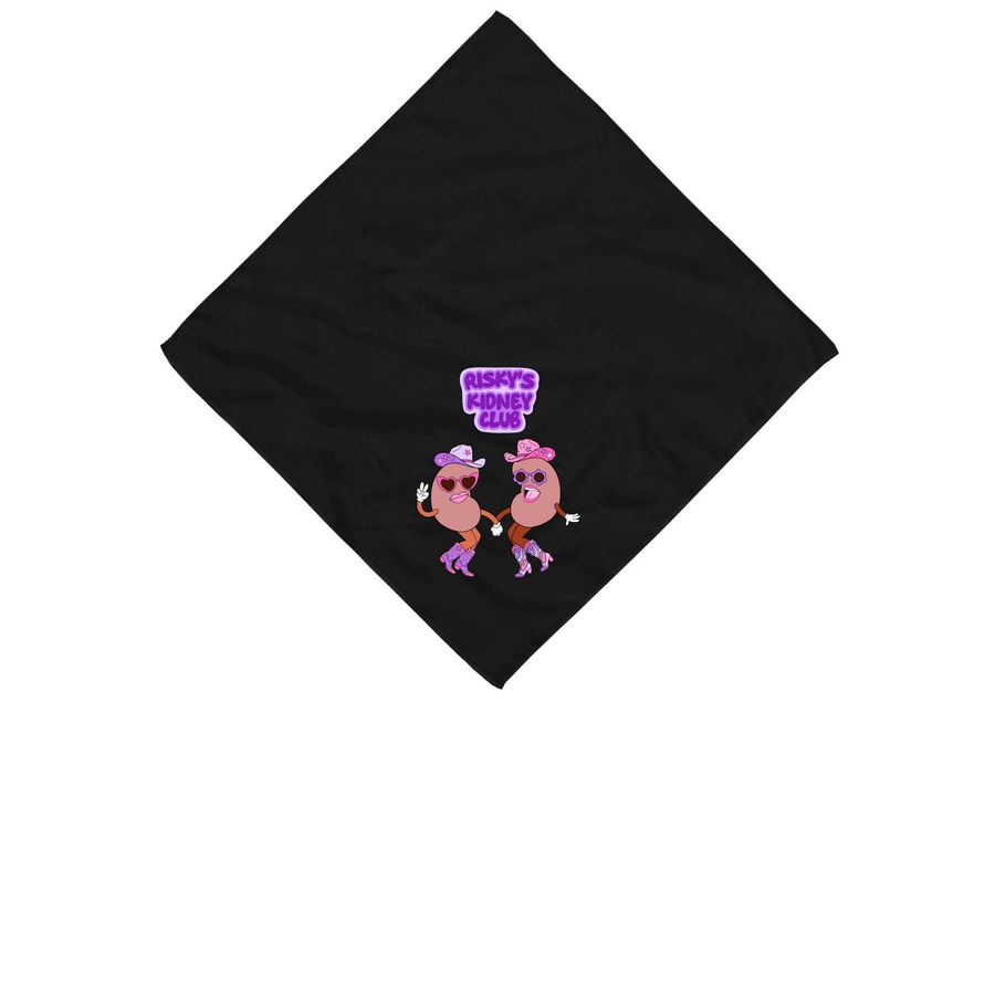 "Risky's Kidney Club" Bandana, a Black Cotton Bandana