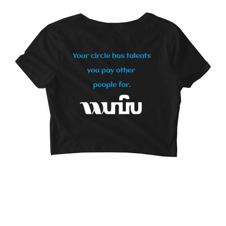 WunCru Summer, a Black Women's Fitted Cropped Tee (back-view)