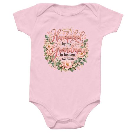 Handpicked by Grandma, a Pink Infant Onesie
