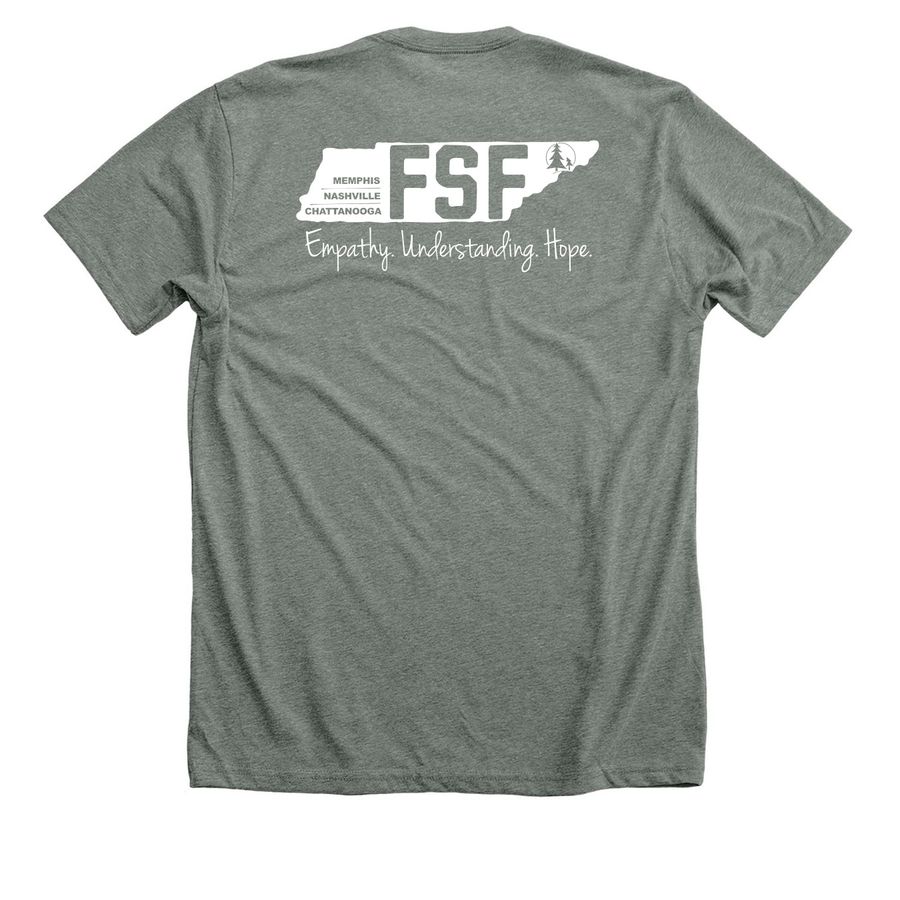 FSF Front and Back Logo, a Deep Heather Premium Unisex Tee (back-view)