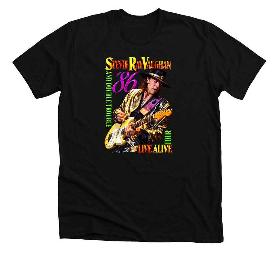 Stevie Ray Vaughan - LIVE ALIVE TOUR 2-SIDED, a Solid Black Blend Premium Unisex Tee