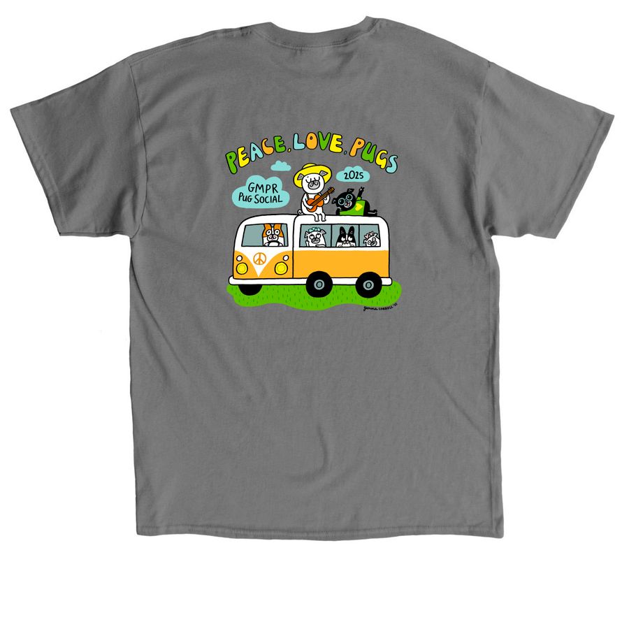 2025 GMPR Pug Social Apparel, a Charcoal Classic Unisex Tee (back-view)