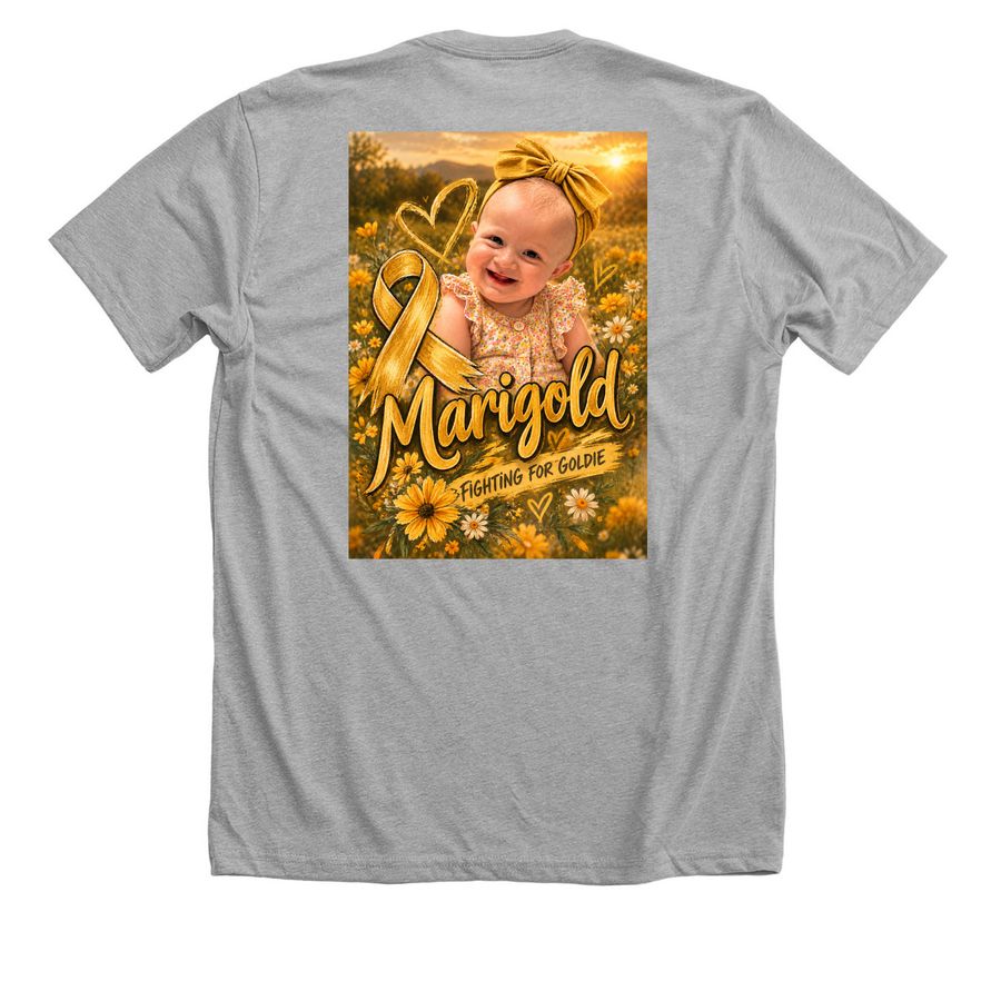 Marigolds Cancer Fight, a Athletic Heather Premium Unisex Tee (back-view)