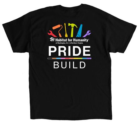 Building with Pride, a Black Classic Unisex Tee (back-view)