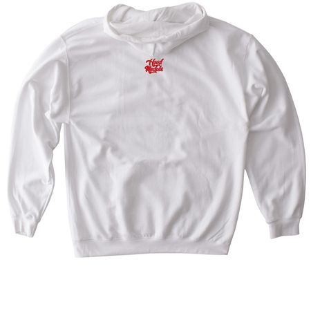 Blue Cheeze Hoodie, a White Gildan Softstyle Pullover Hoodie (back-view)