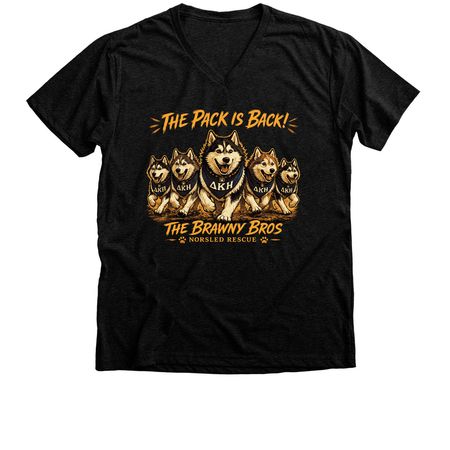 The Pack is Back, a Black Heather Premium V-Neck Tee