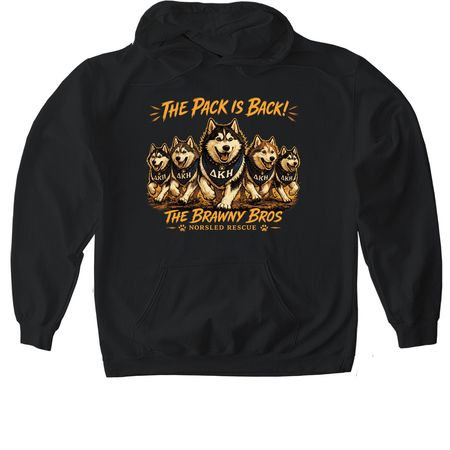 The Pack is Back, a Black Gildan Softstyle Pullover Hoodie