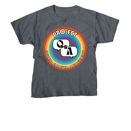 Project Q&A Logo in 8 Hues, Series 2, a Dark Heather Youth Unisex Tee