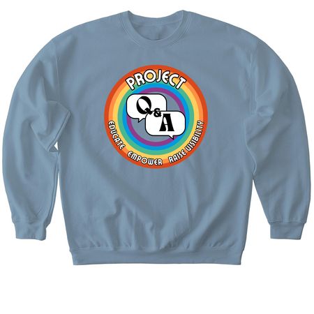 Project Q&A Logo in 8 Hues, Series 2, a Stone Blue Softstyle Crewneck Sweatshirt