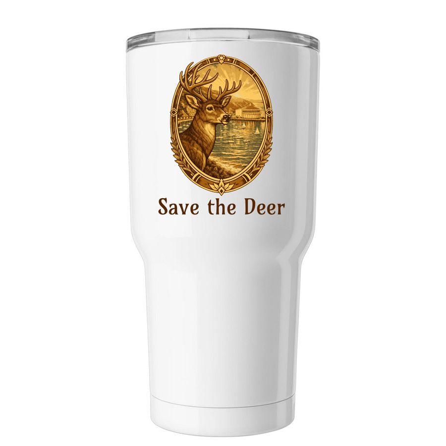Coalition to Save Catalina Island Deer, a White Insulated Tumbler